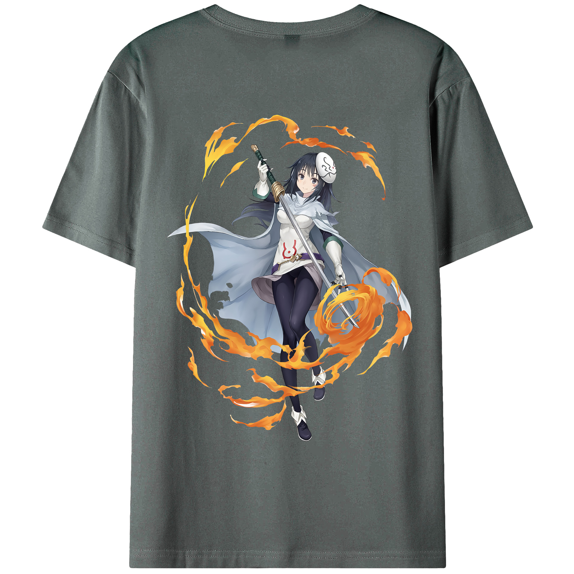 （画像用） 転スラ Regarding Reincarnated to Slime 綿100％ メンズ半袖Tシャツ（バックプリント） 通気性